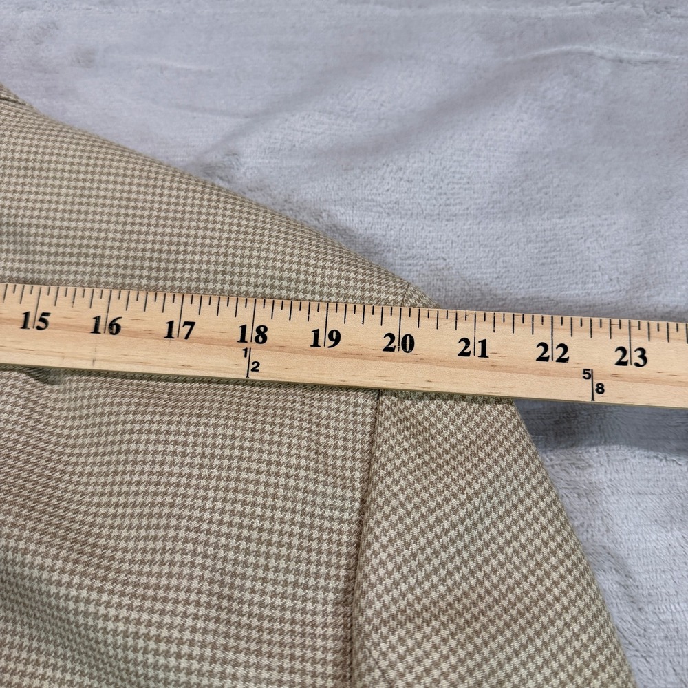 Lauren Ralph Lauren Mens 44R Silk Wool Houndstooth Sport Coat Blazer Tan Cream - Picture 11 of 12